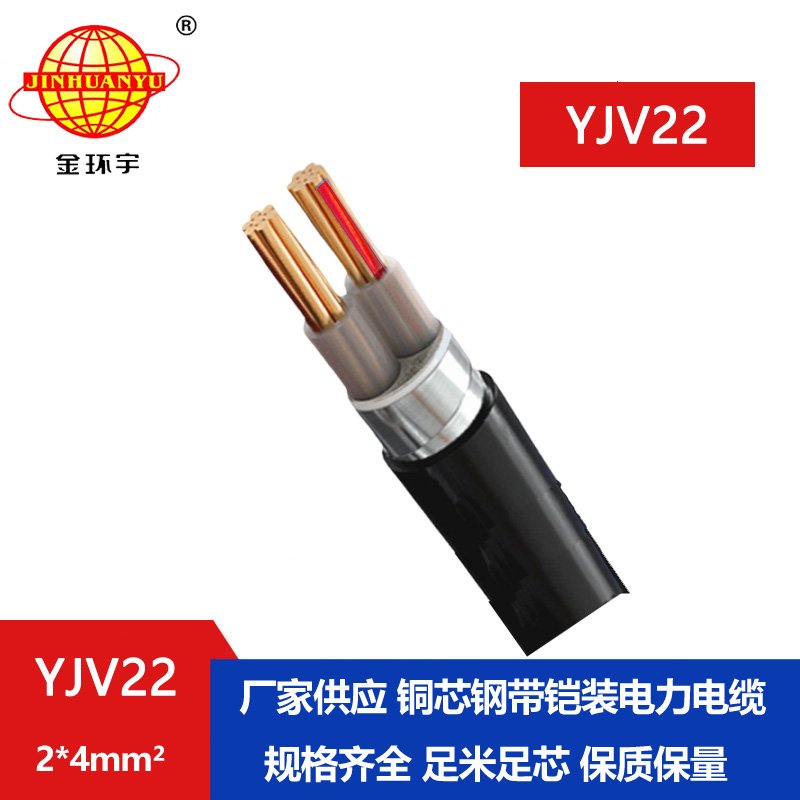 金環(huán)宇電線(xiàn)電纜 銅芯 鎧裝電力電纜YJV22 2X4平方 工程電纜
