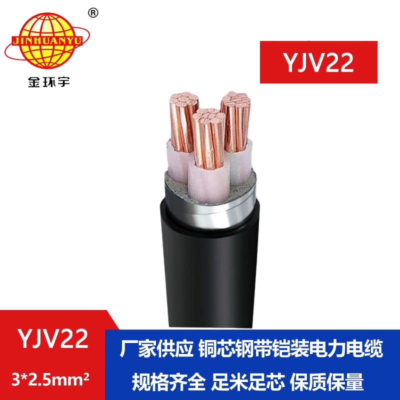 金環(huán)宇電線(xiàn)電纜 3芯yjv22電纜 鎧裝電力電纜YJV22 3X2.5平方